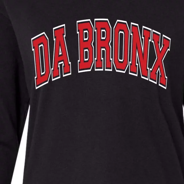 Da Bronx Varsity Style Red Text Gift Womens Cotton Relaxed Long Sleeve T-Shirt