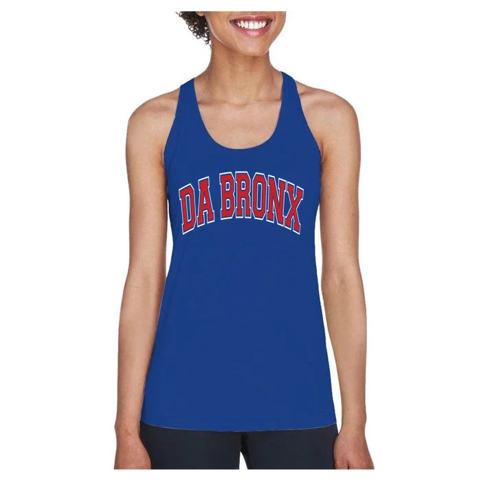 Da Bronx Varsity Style Red Text Gift Women's Racerback Tank