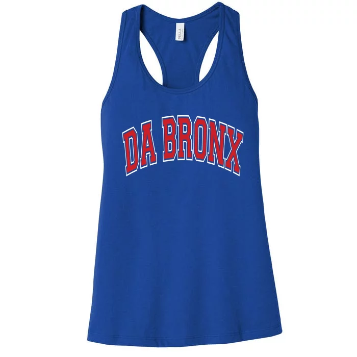 Da Bronx Varsity Style Red Text Gift Women's Racerback Tank