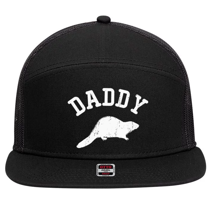 Daddy Beaver vintage gift ideas for Dad 7 Panel Mesh Trucker Snapback Hat