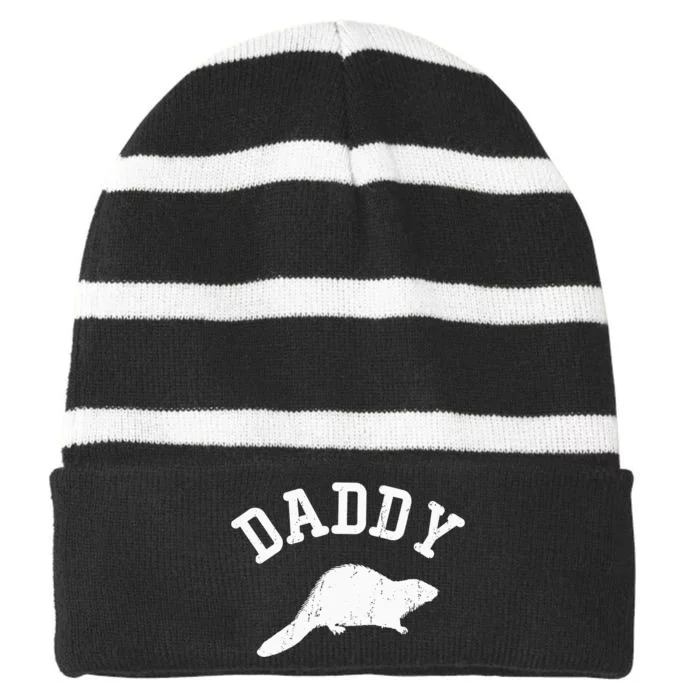 Daddy Beaver vintage gift ideas for Dad Striped Beanie with Solid Band