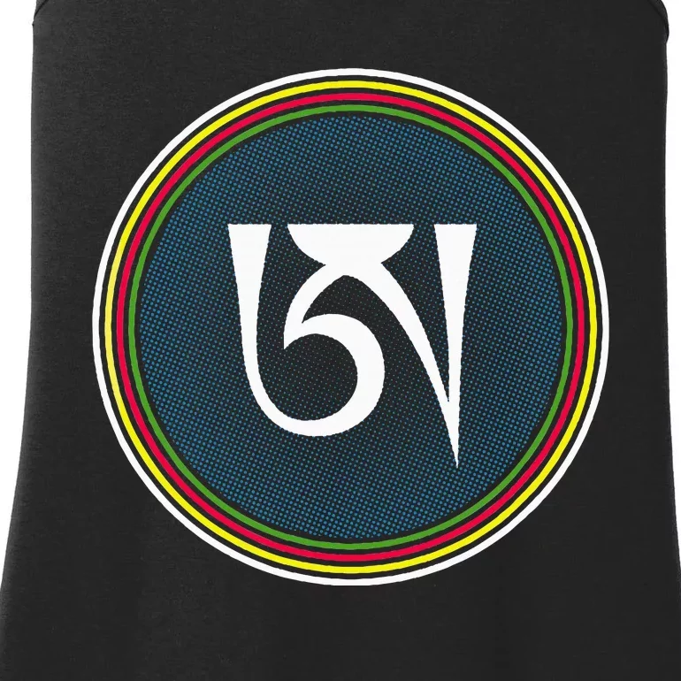 Dzogchen Buddhism White Ah Symbol Ladies Essential Tank