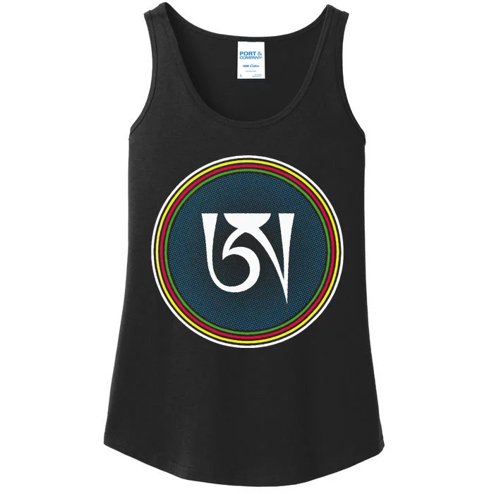 Dzogchen Buddhism White Ah Symbol Ladies Essential Tank