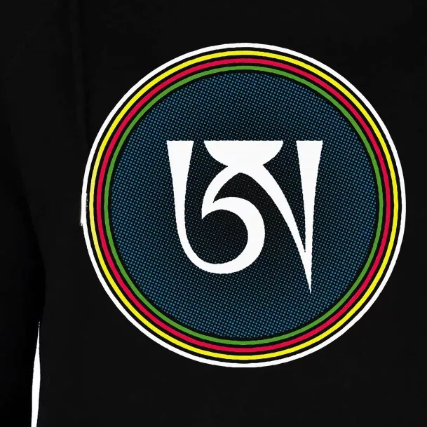 Dzogchen Buddhism White Ah Symbol Womens Funnel Neck Pullover Hood