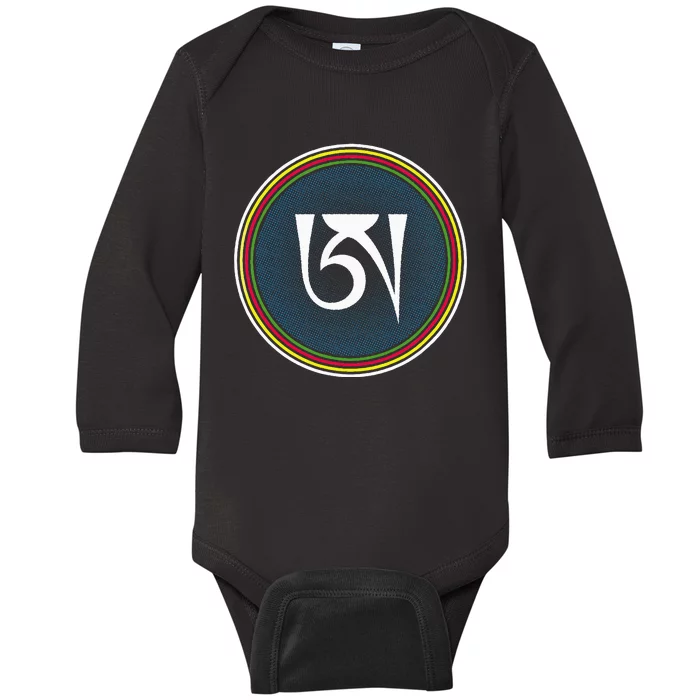 Dzogchen Buddhism White Ah Symbol Baby Long Sleeve Bodysuit