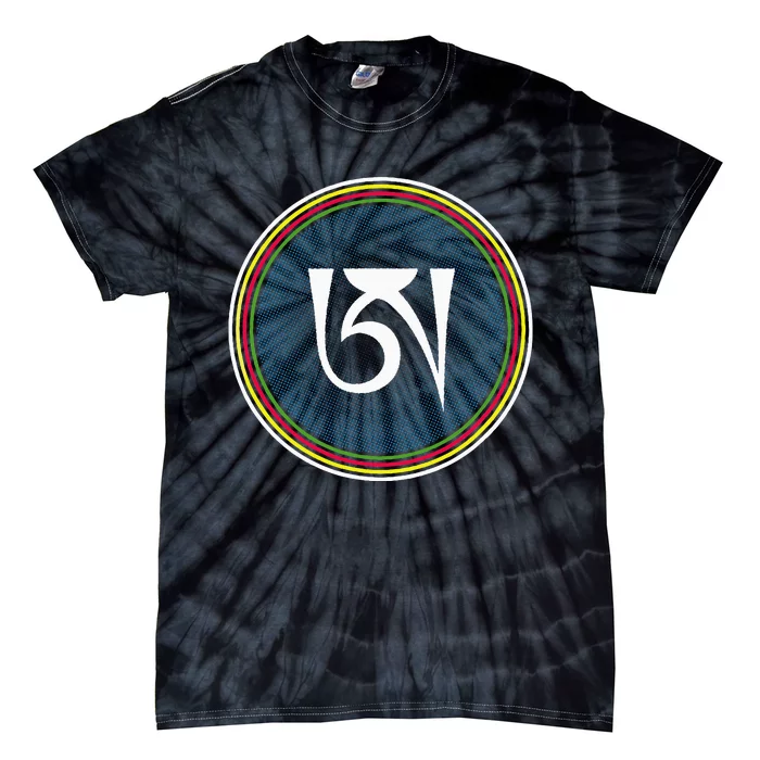 Dzogchen Buddhism White Ah Symbol Tie-Dye T-Shirt