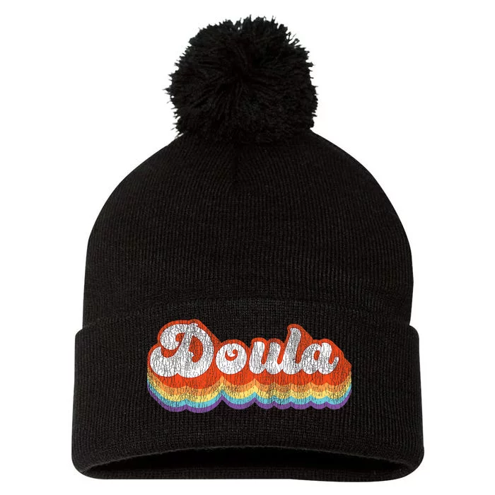 Doula Birth Worker Retro Vintage Doula Pom Pom 12in Knit Beanie