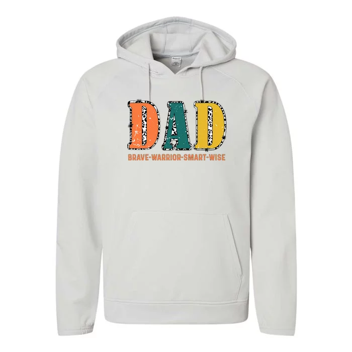 Dad Brave Warrior Smart Wise Performance Fleece Hoodie