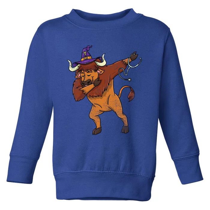 Dabbing Bison Witch Nurse Vintage Gift Toddler Sweatshirt