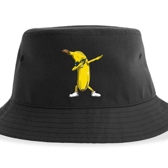 Dabbing Banana Wearing Sunglasses Dab Dance Girl Sustainable Bucket Hat