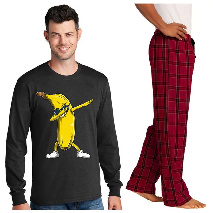 Dabbing Banana Wearing Sunglasses Dab Dance Girl Long Sleeve Pajama Set