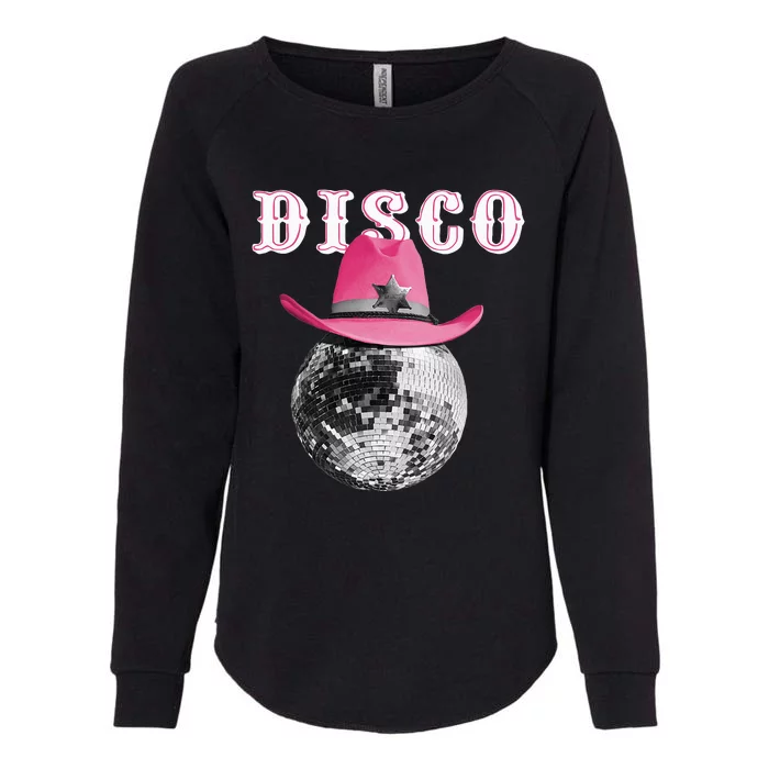 Disco Ball Wearing Cowboy Hat Club Womens California Wash Sweatshirt