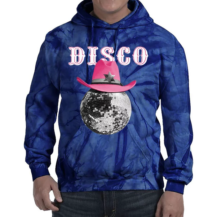 Disco Ball Wearing Cowboy Hat Club Tie Dye Hoodie