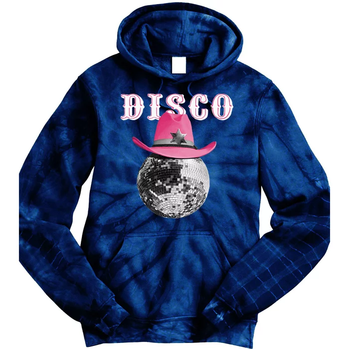 Disco Ball Wearing Cowboy Hat Club Tie Dye Hoodie