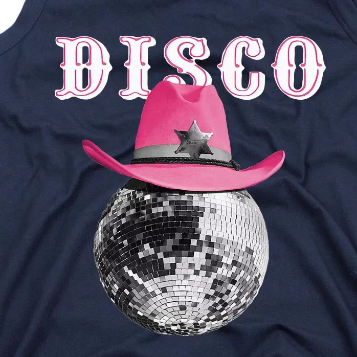 Disco Ball Wearing Cowboy Hat Club Tank Top