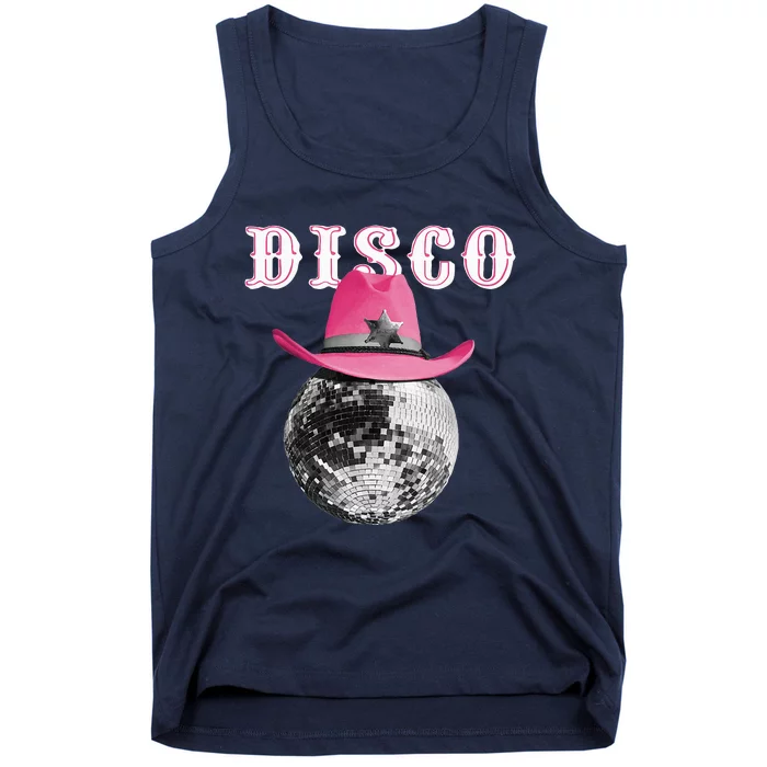 Disco Ball Wearing Cowboy Hat Club Tank Top