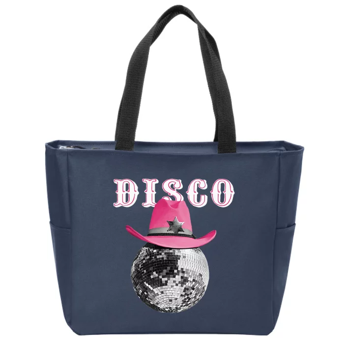 Disco Ball Wearing Cowboy Hat Club Zip Tote Bag