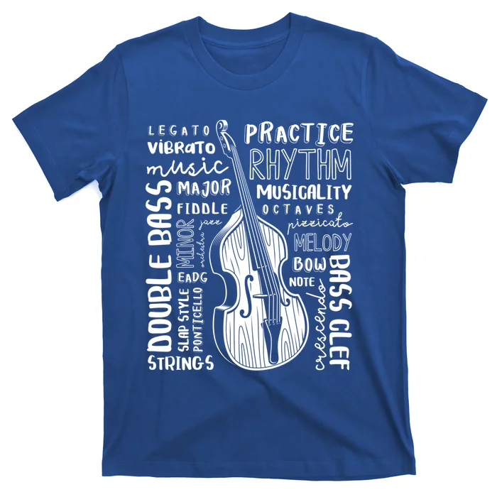 Double Bass Word Cloud Upright Bass Art Music Gift T-Shirt