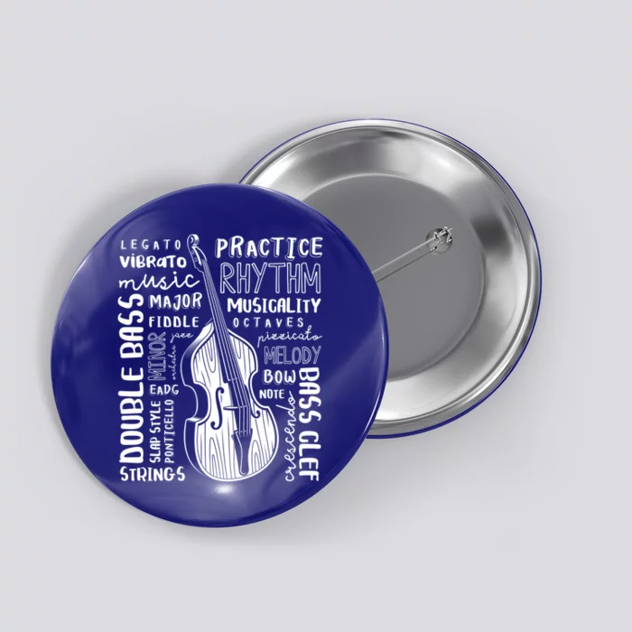 Double Bass Word Cloud Upright Bass Art Music Gift Button