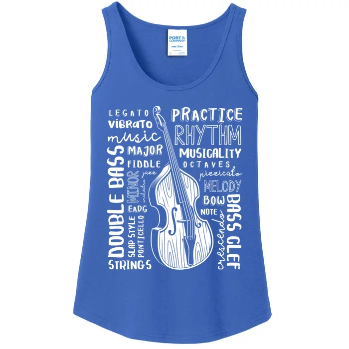 Double Bass Word Cloud Upright Bass Art Music Gift Ladies Essential Tank