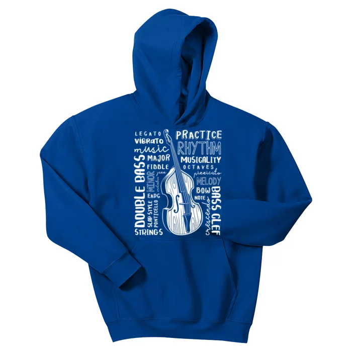 Double Bass Word Cloud Upright Bass Art Music Gift Kids Hoodie