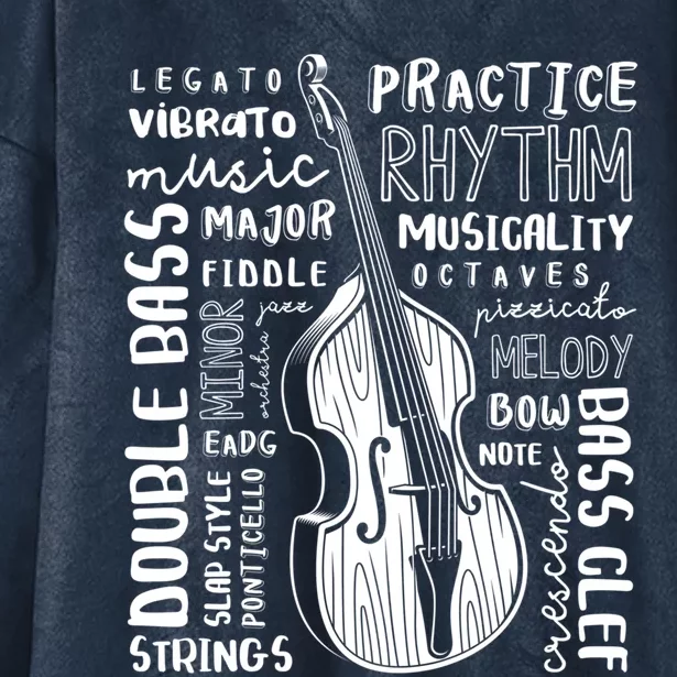 Double Bass Word Cloud Upright Bass Art Music Gift Hooded Wearable Blanket