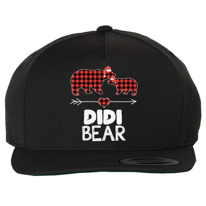 Didi Bear Xmas Pajama Red Plaid Buffalo Family Funny Funny Gift Wool Snapback Cap