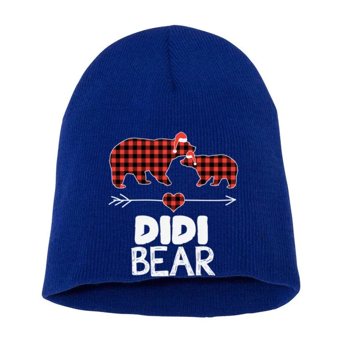 Didi Bear Xmas Pajama Red Plaid Buffalo Family Funny Funny Gift Short Acrylic Beanie