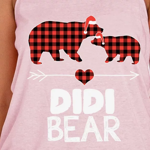 Didi Bear Xmas Pajama Red Plaid Buffalo Family Funny Funny Gift Women's Knotted Racerback Tank