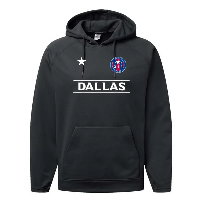 Dallas City 214 Round Badge With Stars Texas Er Performance Fleece Hoodie