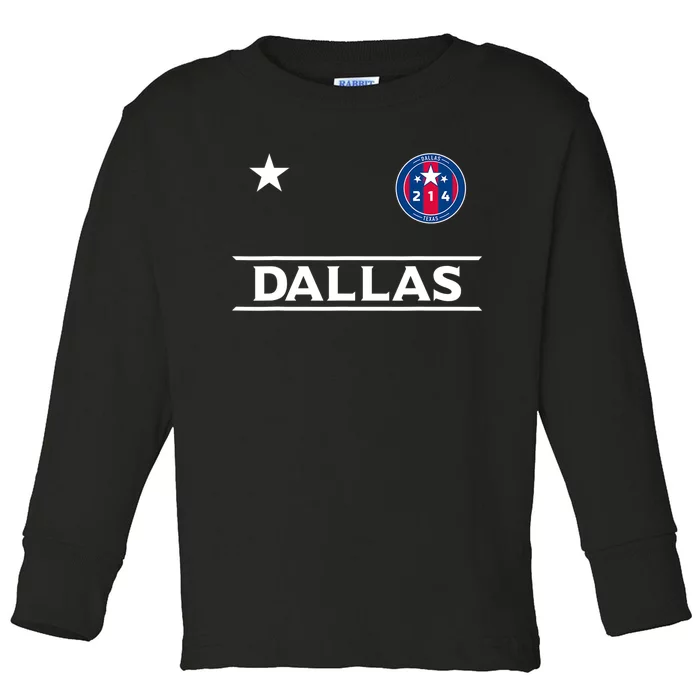 Dallas City 214 Round Badge With Stars Texas Er Toddler Long Sleeve Shirt