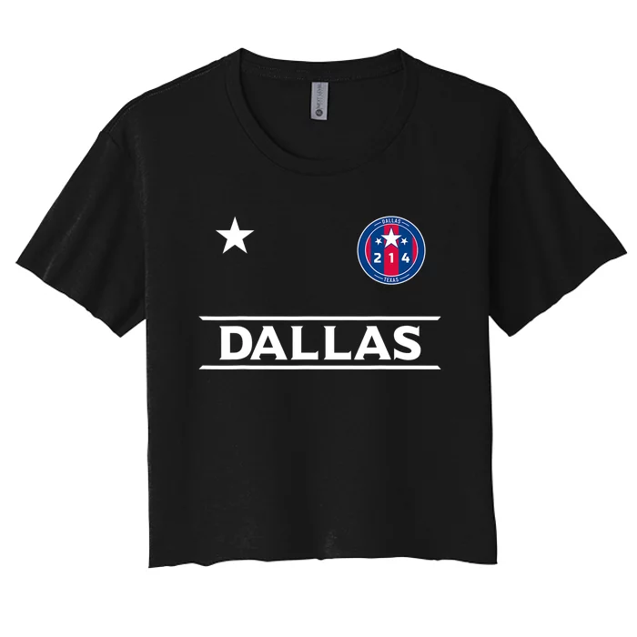 Dallas City 214 Round Badge With Stars Texas Er Women's Crop Top Tee