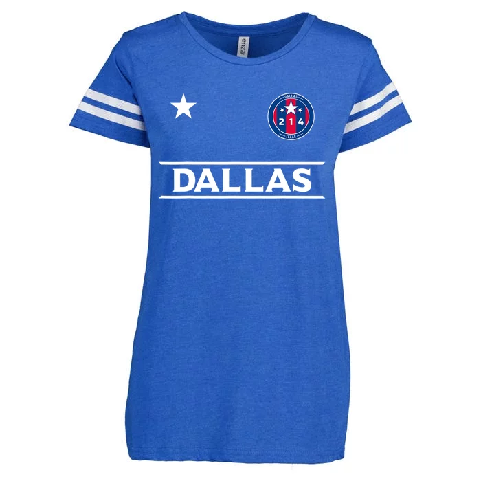 Dallas City 214 Round Badge With Stars Texas Er Enza Ladies Jersey Football T-Shirt