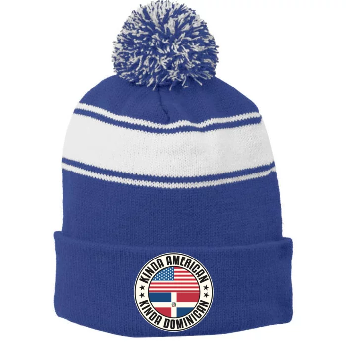 Dual Citizenship American Dominican Republic Usa Flag Gift Stripe Pom Pom Beanie