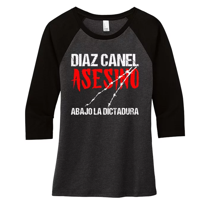 Diaz Canel Asesino Abajo la Dictadura Diaz Canel Singao Women's Tri-Blend 3/4-Sleeve Raglan Shirt