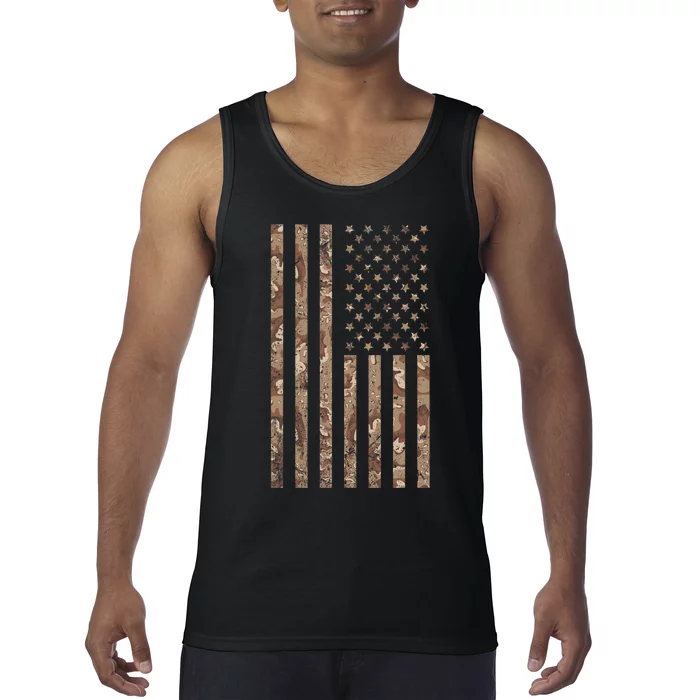 Desert Camo American Flag Military Tactical Camouflage Usa Tank Top