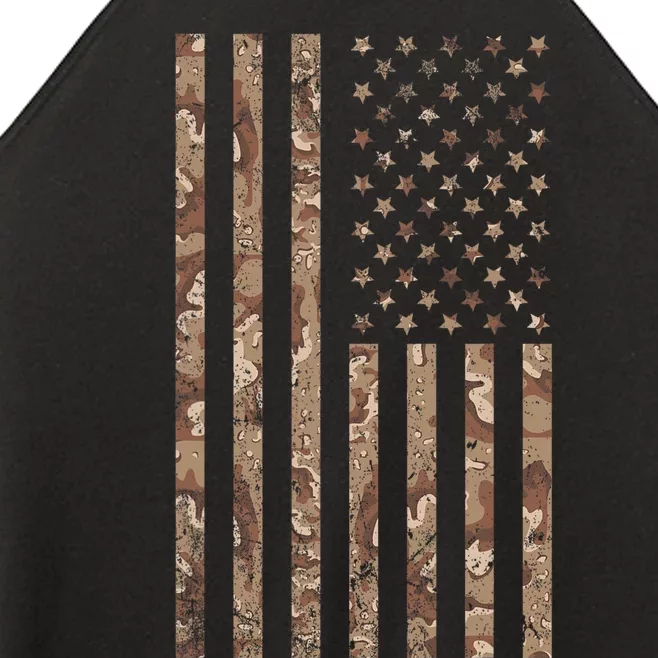 Desert Camo American Flag Military Tactical Camouflage Usa Women’s Perfect Tri Rocker Tank