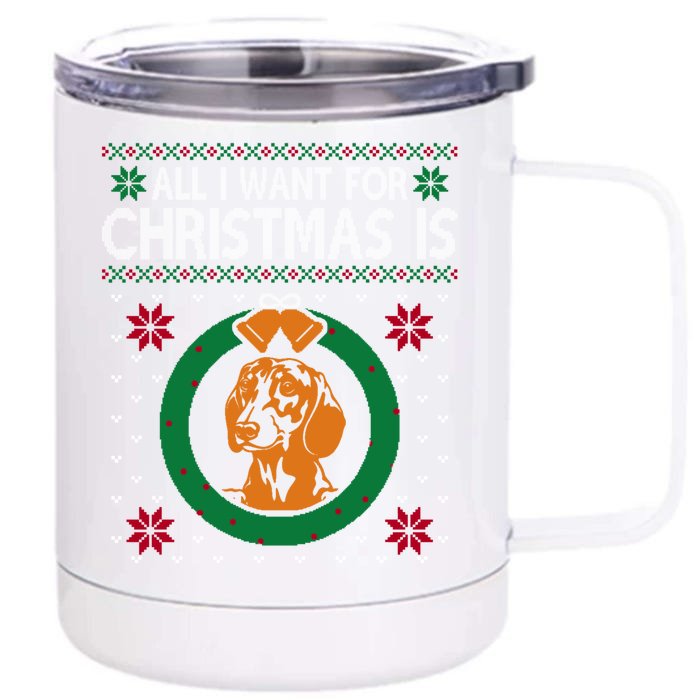 Dachshunds Christmas All I Want For Christmas Is Dachshunds Great Gift Front & Back 12oz Stainless Steel Tumbler Cup