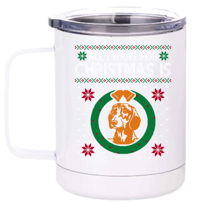 Dachshunds Christmas All I Want For Christmas Is Dachshunds Great Gift Front & Back 12oz Stainless Steel Tumbler Cup