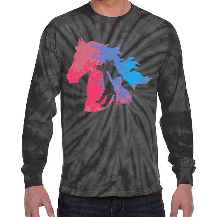 Dogs Cats And Horses Pets Design For Animal Protection Tie-Dye Long Sleeve Shirt