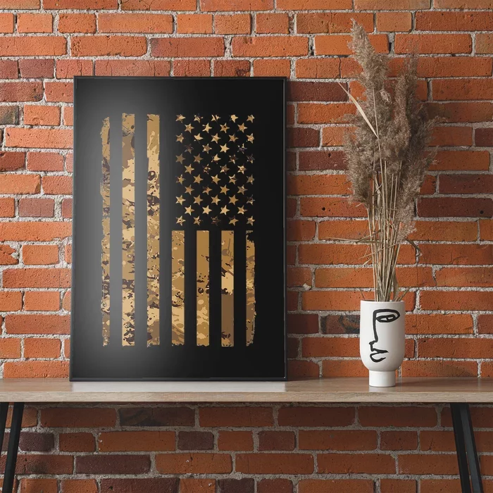 Desert Camo American Flag Military Tactical Camouflage Poster