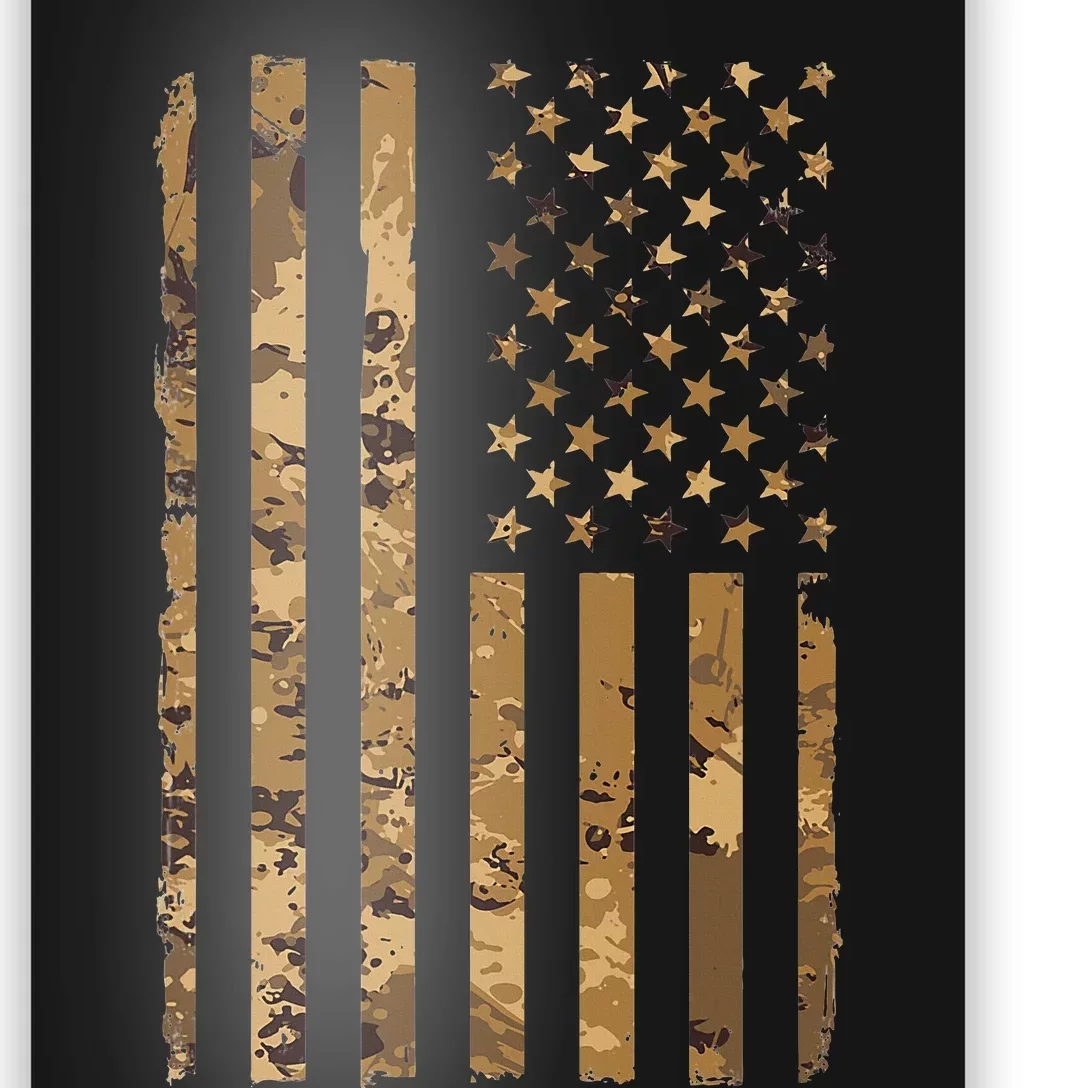 Desert Camo American Flag Military Tactical Camouflage Poster