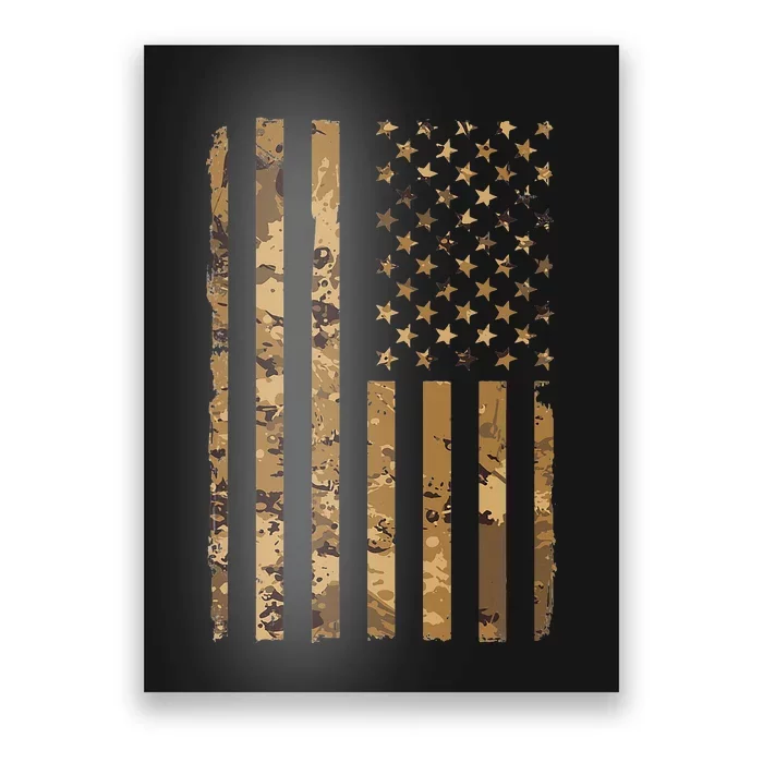 Desert Camo American Flag Military Tactical Camouflage Poster