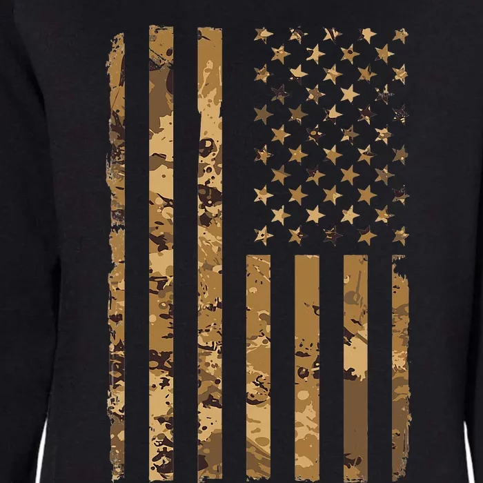 Desert Camo American Flag Military Tactical Camouflage Womens California Wash Sweatshirt