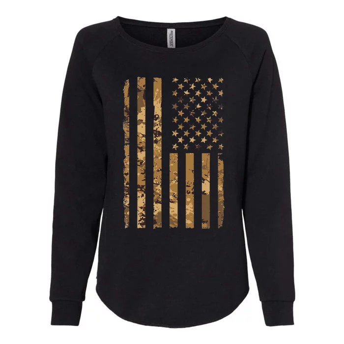 Desert Camo American Flag Military Tactical Camouflage Womens California Wash Sweatshirt