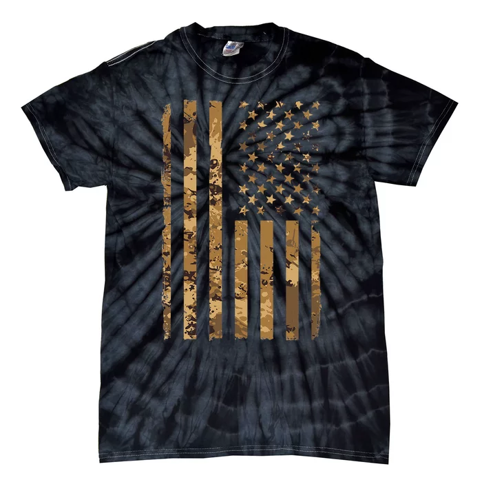 Desert Camo American Flag Military Tactical Camouflage Tie-Dye T-Shirt