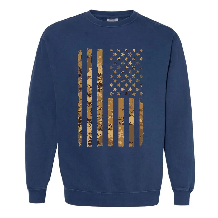 Desert Camo American Flag Military Tactical Camouflage Garment-Dyed Sweatshirt