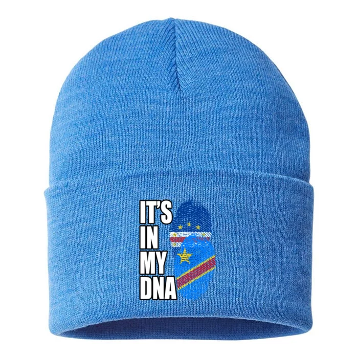 Democratic Congolese And Cabo Verdean Mix Dna Flag Heritage Gift Sustainable Knit Beanie