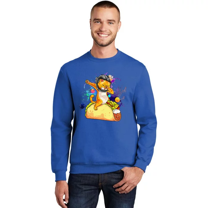 Dabbing Cat Astronaut In Space Riding Taco Tall Sweatshirt