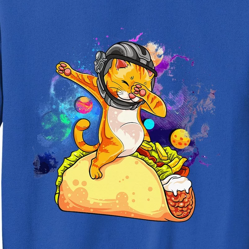 Dabbing Cat Astronaut In Space Riding Taco Tall Sweatshirt